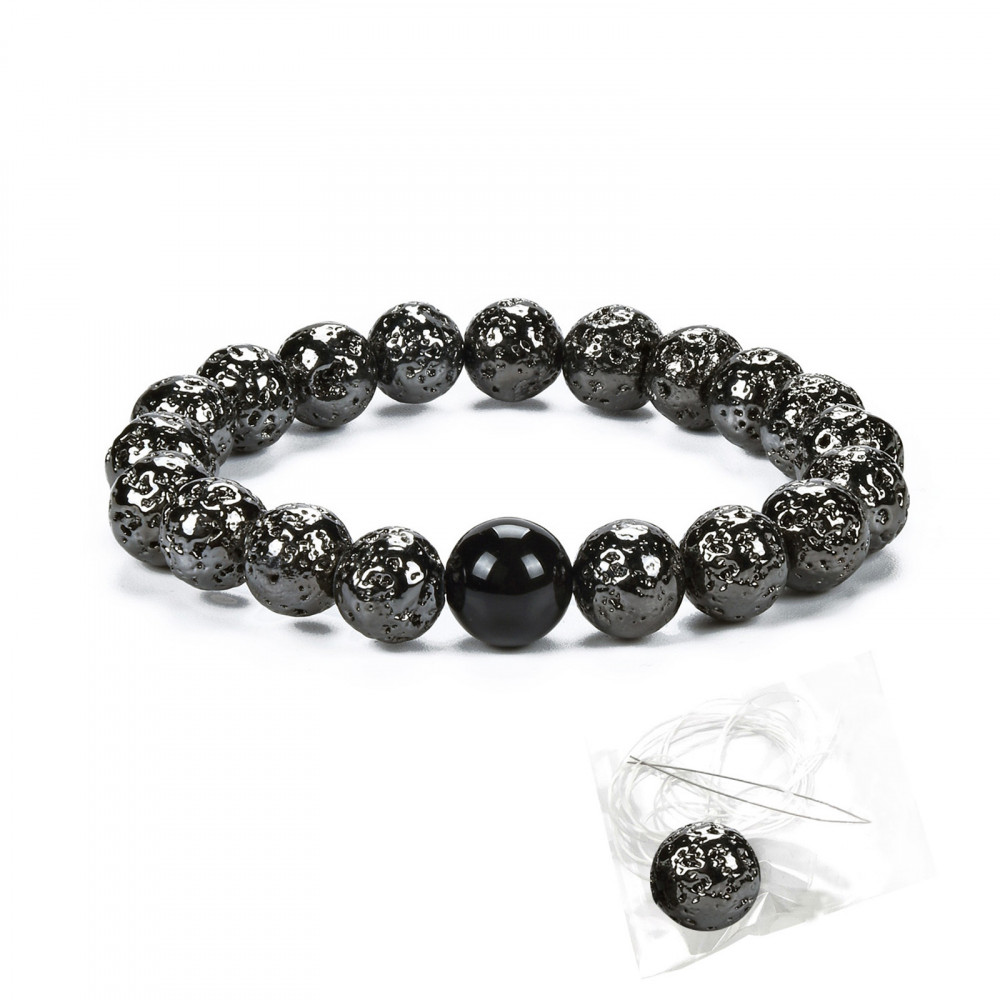 Black Lava Stone Bracelet For Men- Minimalist Gemstone Healing Bracelet