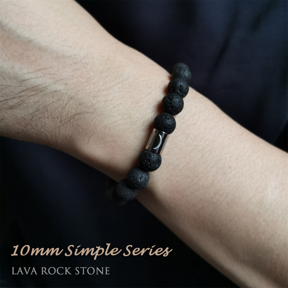 Lava Rock Bracelets for Men, Natural Mens Bracelets Beads Anxiety